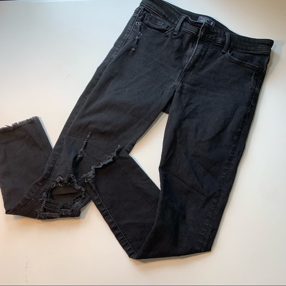Abercrombie & Fitch Black Distressed Skinny Jeans